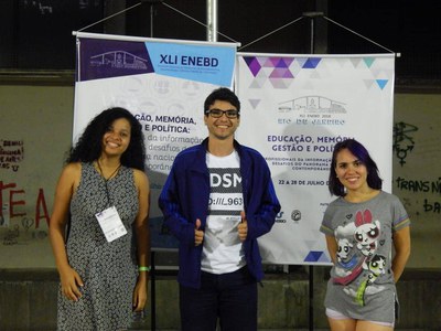 Discentes Janiele Rodrigues dos Santos, Jusmenne Jasão Melo da Silva e Laís Regina dos Santos de Oliveira, ENEBD 2018, Rio de Janeiro - RJ.