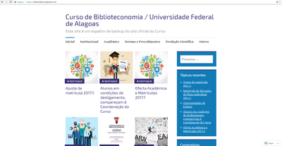 Espelho do site antigo do Curso de Biblioteconomia