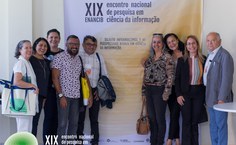 Professores do NE: Isa Freire (UFPB), Lídia Cavalcante (UFC), Sandra Siebra (UFPE), Henry Oliveira (UFPB), Edivanio Duarte (UFAL), Anna Elizabeth (UFPE), Isabel Barreira (UFBA), Martha Suzana (UFS) e Raimundo Santos (UFPE), XIX ENANCIB, Londrina, 2018.