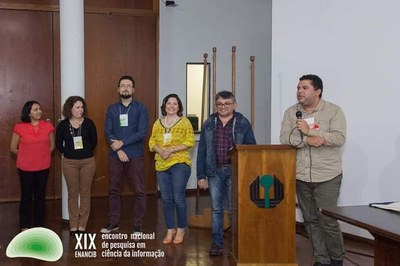 Comissões dos Prêmios ANCIB de Tese e Dissertação 2018. Professores Lídia Cavalcante (UFC), Sônia Elisa Caregnato (UFRGS), Rodrigo Rabello (UnB), Deise Sabbag (USP-Ribeirão Preto), Edivanio Duarte (UFAL) e Fernando Leite (UnB).