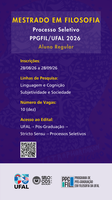 Abertura de Processo Seletivo para Aluno Regular: Mestrado em Filosofia